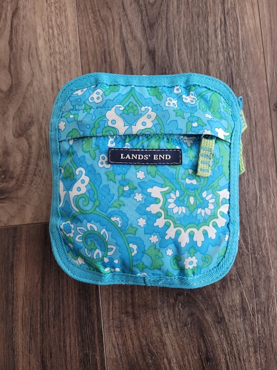 Lands' End Handbags - Lands' End Blue & Green Floral Travel/Grocery Pouch